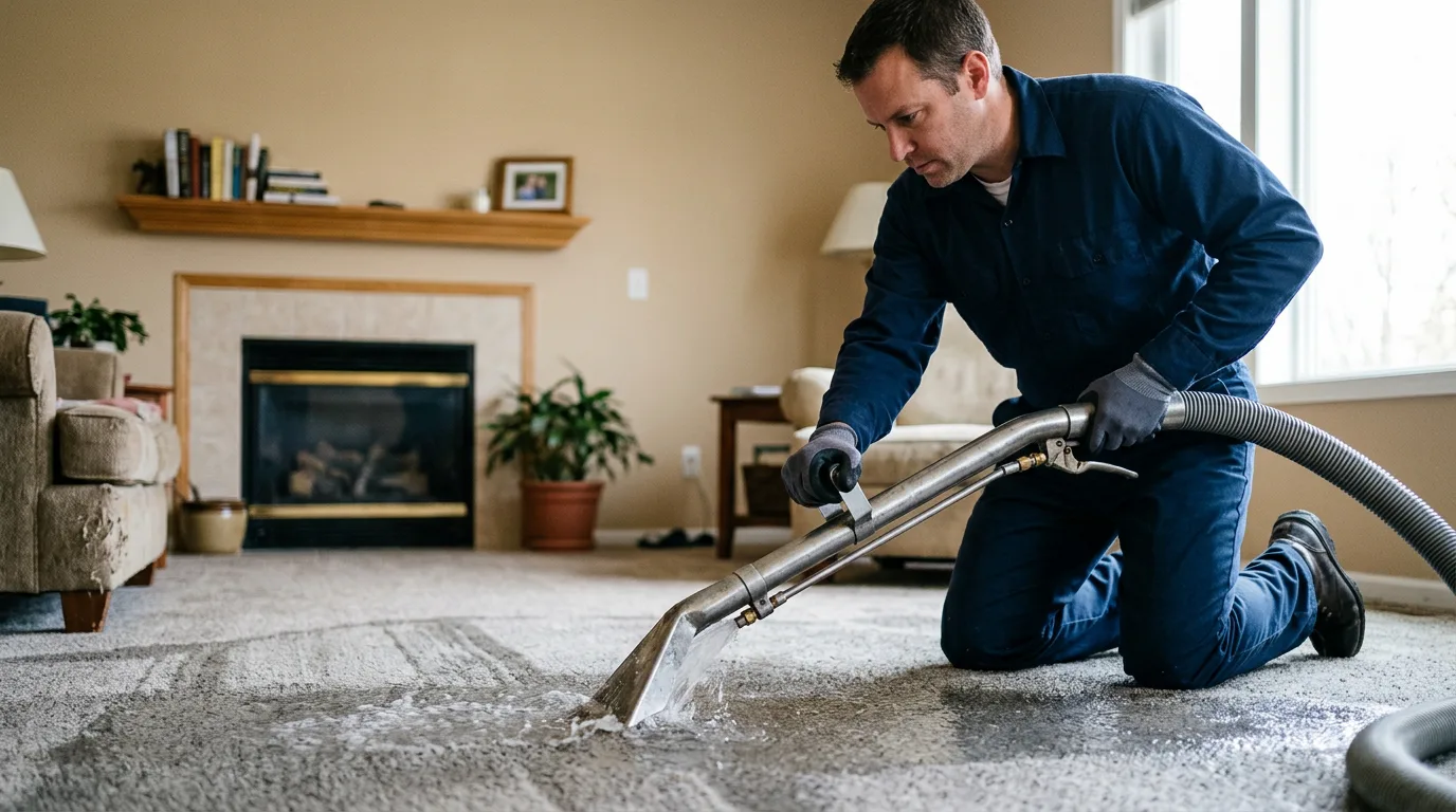 Water damage restoration technician working near South Haven, KS